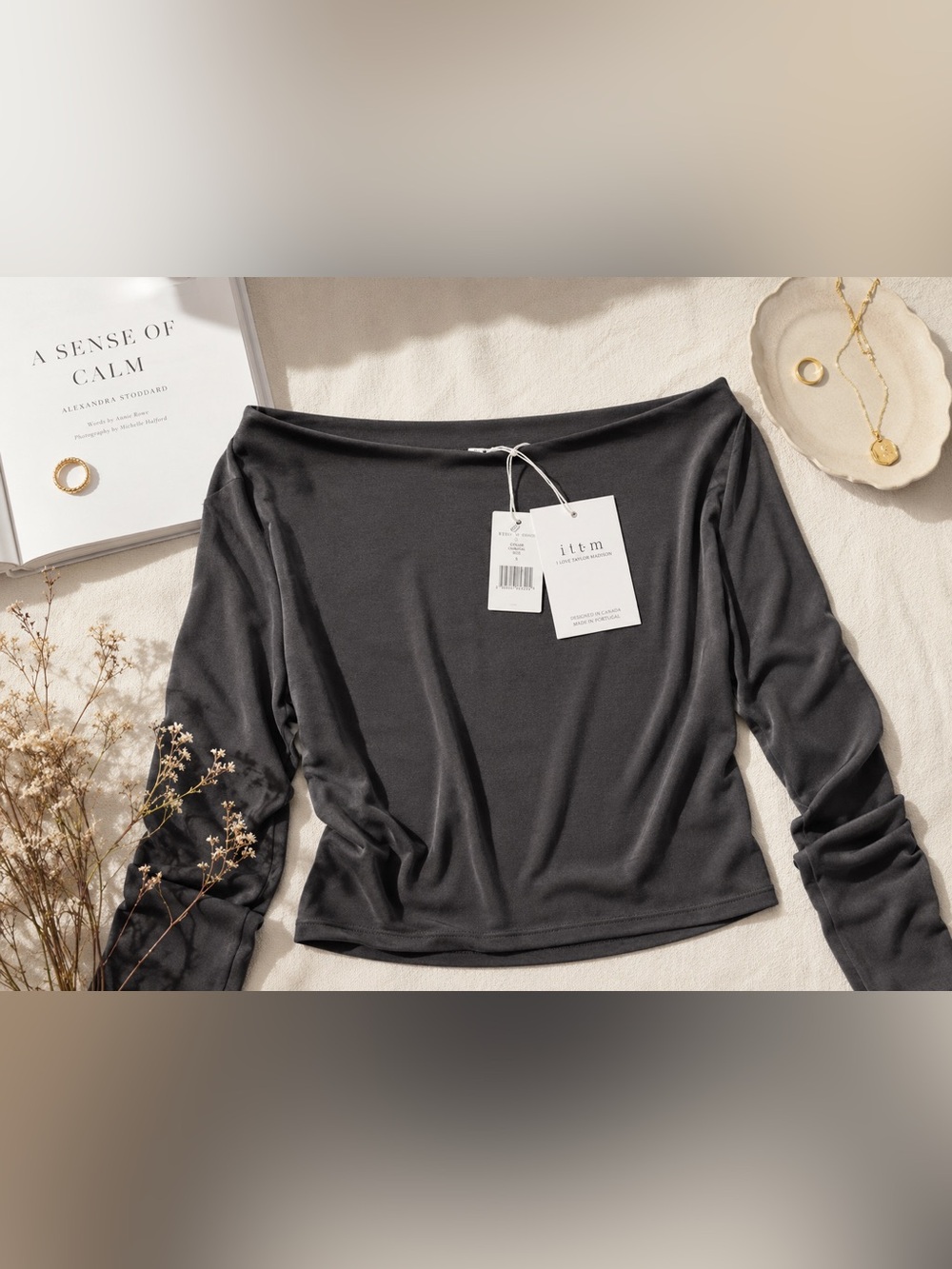 Long-Sleeve Black Off-Shoulder Tee